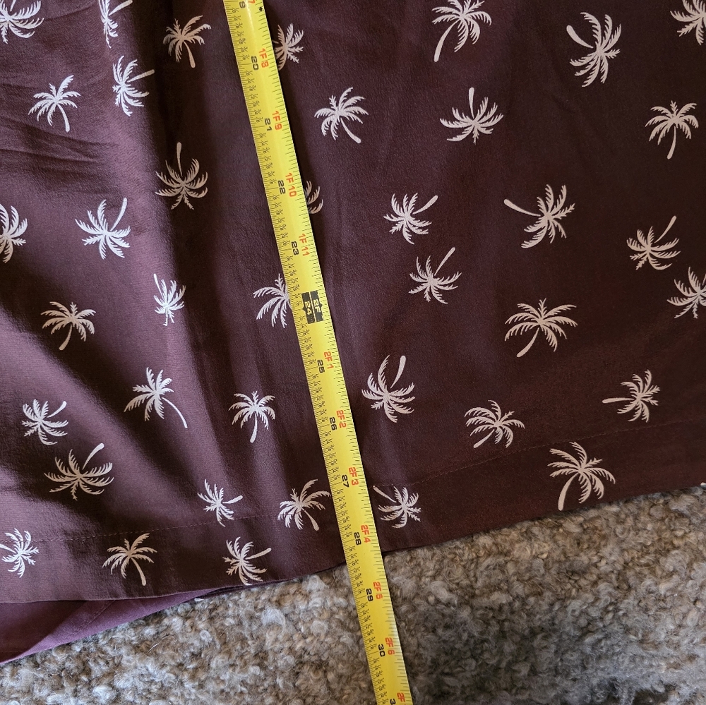 Madewell Burgundy Dream Drift Silk Palm Tree Dress Size 0 - Picture 8 of 13